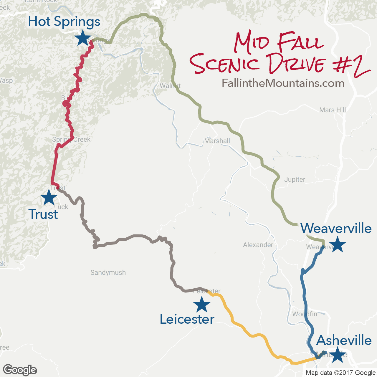 Asheville Mid Fall Scenic Drive Route