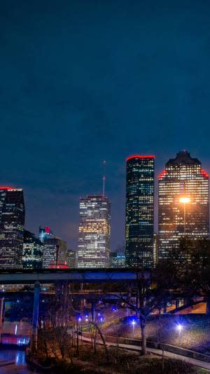 Night time view of downtown Houston
