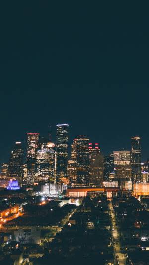 Night time view of the Houston skyline