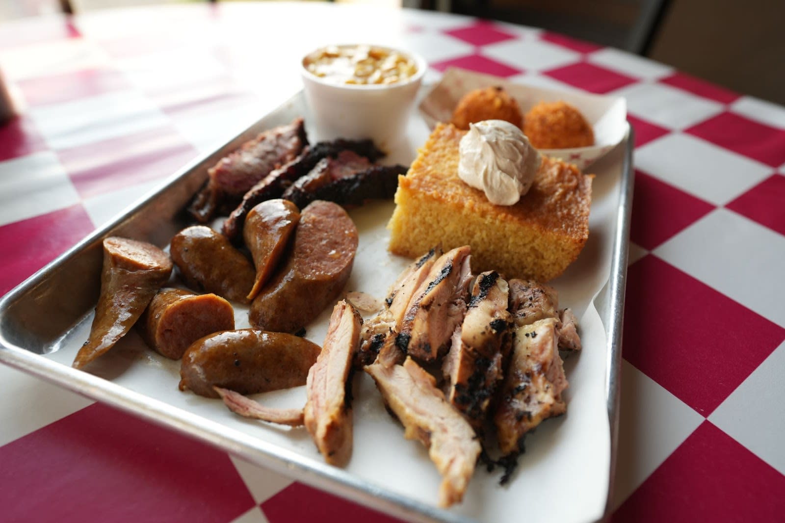 Barbecue and corn bread