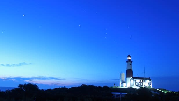 Sunset view of Montauk Lighthouse on Long Island