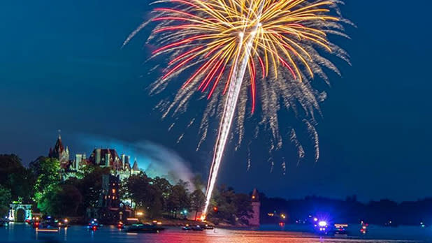 Fireworks over Boldt Castle in Alexandria Bay, NY.