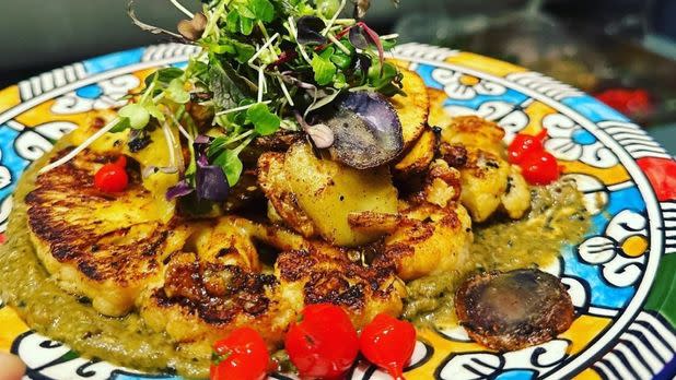 Vibrant dish of Moroccan food