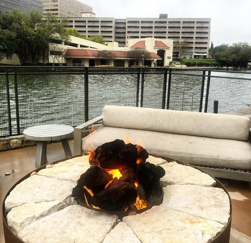 Fireplace Terrace Overlooking The Water In Irving, TX