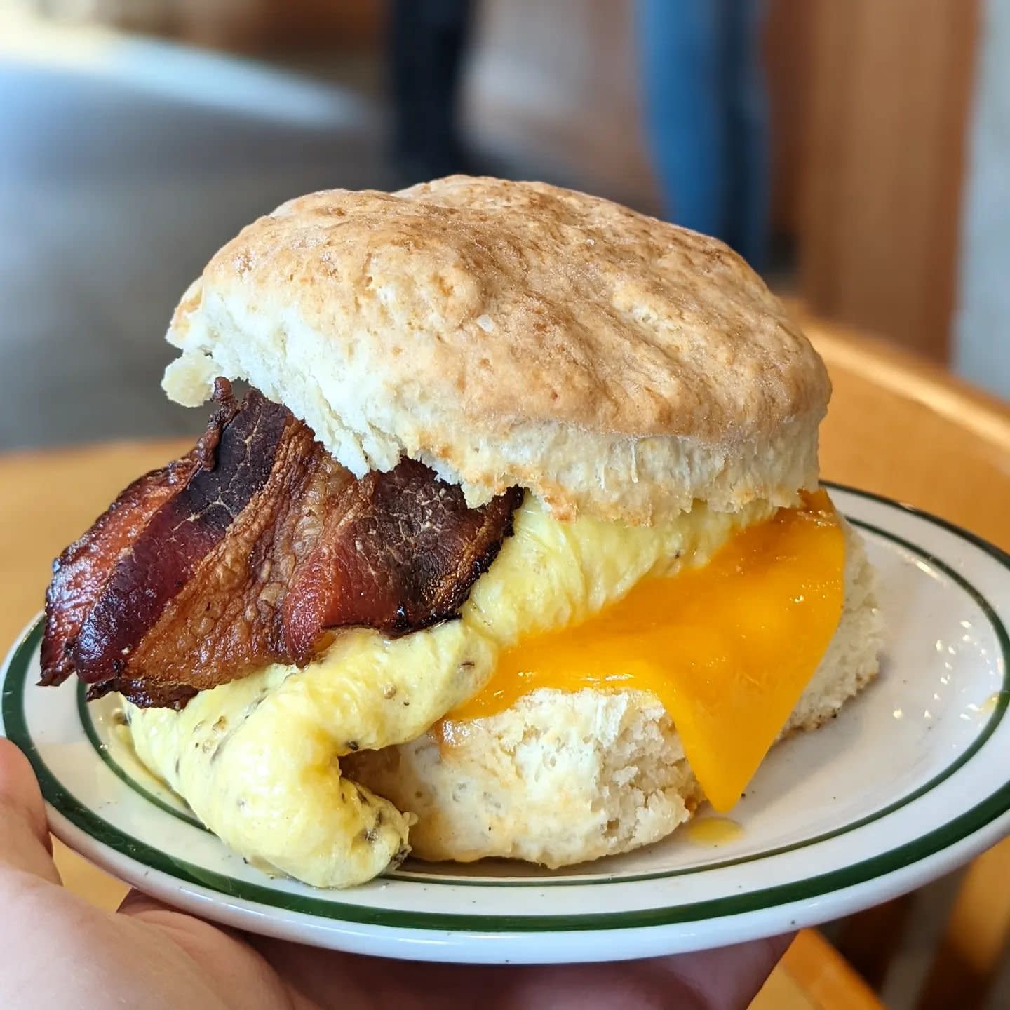 A biscuit with eggs, bacon and cheese from Big City Bread. Photo by: @georgiaonmydime