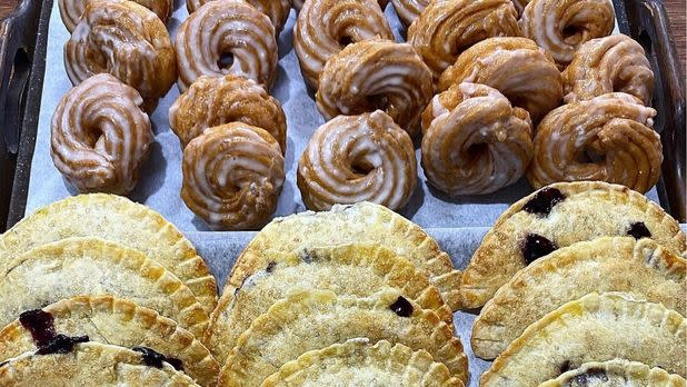 display case of assorted pastries