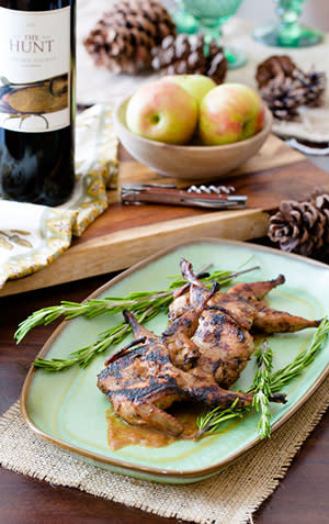 Grilled Quail with Apple Butter Barbecue Sauce | ExploreAsheville.com