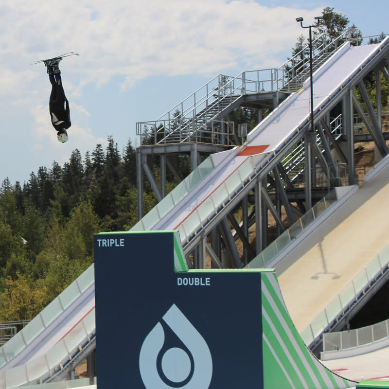 Ski jumper training at the Park City Winter Olympic Facilities
