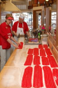 warren and jill red hots on counter