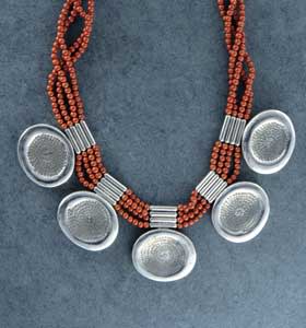 Silver Catlinite Bead Necklace