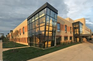 Outside view of the Rhinehart Music Center, which houses the Auer Performance Hall