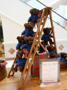 A tower of Teddy Bears - aren't the plaid paws cute? (The bears are really soft, too!)