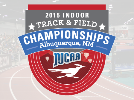 Official event banner for the 2015 NJCAA Indoor Track & Field Championships in Albuquerque