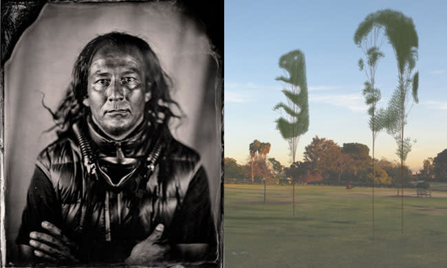 Left: Work of Santa Fe-based artist, William Wilson; Right: Work of Javier Villegas