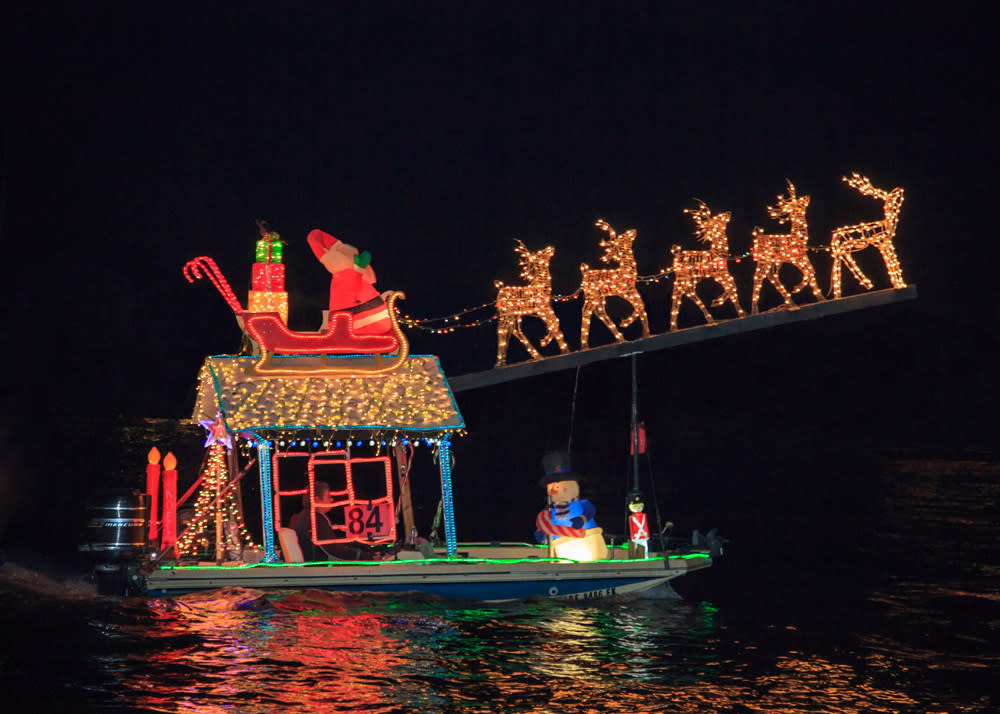 Newport Beach Christmas Boat Parade Sleigh and Reindeer