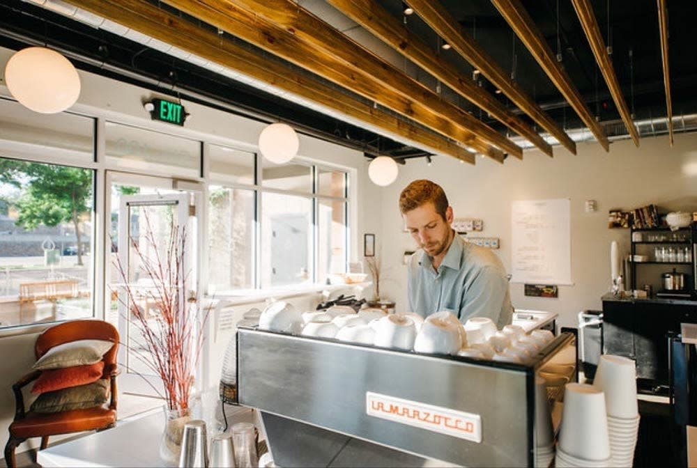 A Man Working At Harbinger Coffee In Fort Collins, CO