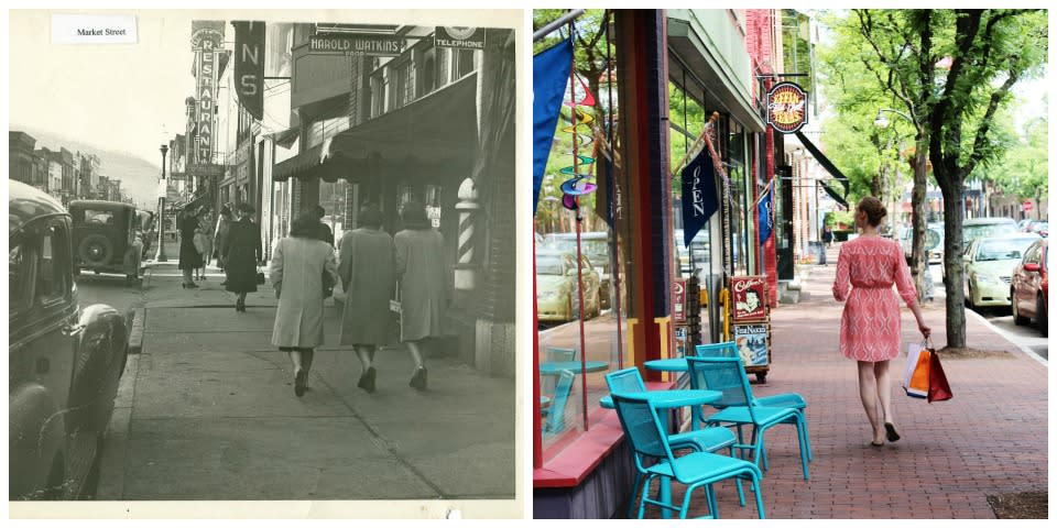 Market Street pre-1950 and Market Street today