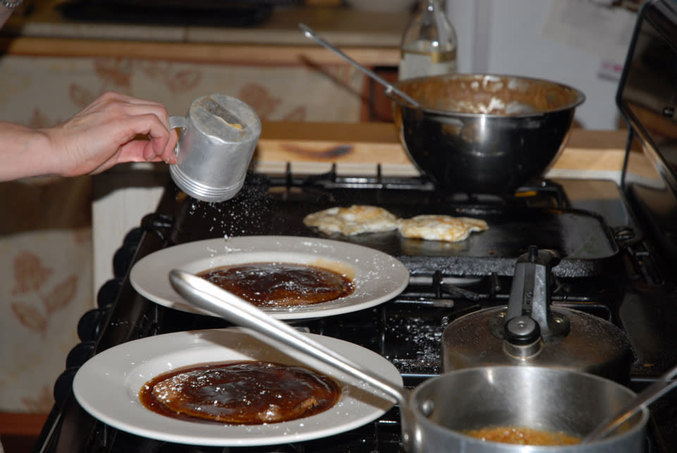 Beer Batter Pancakes with Ganache