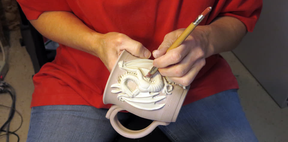 2 Crocked Pots Artist at work in Studio