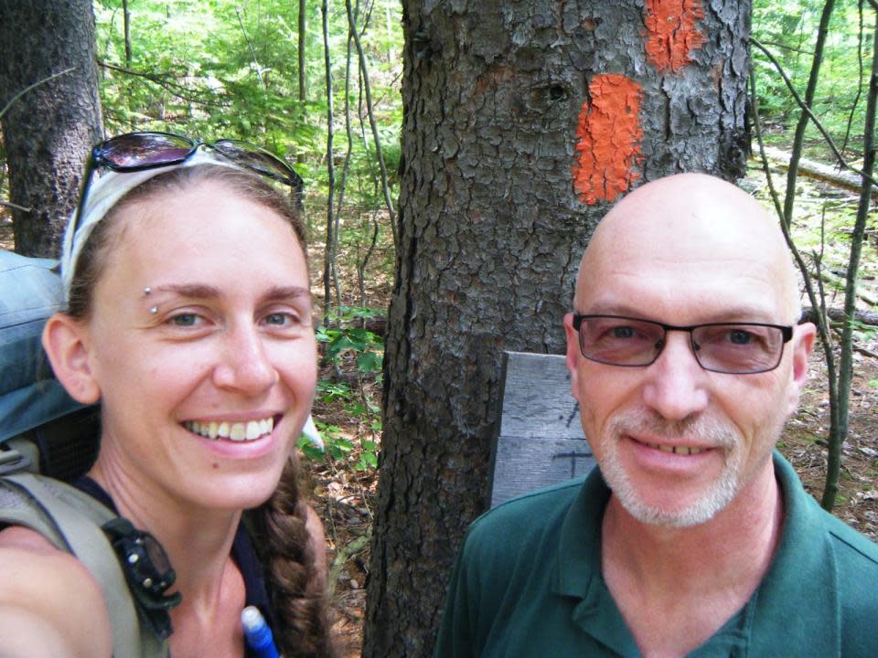 Heather Houskeeper with Patrick Monahan on Crystal Hills Trail