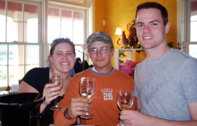 Enjoying the wine at Heron Hill