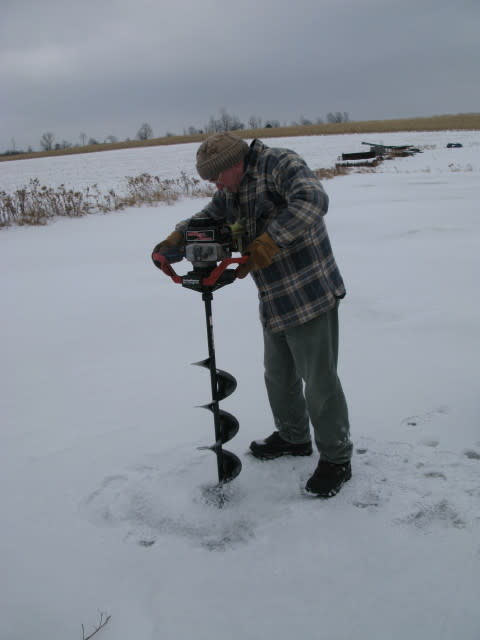 Randy with auger in the Finger Lakes