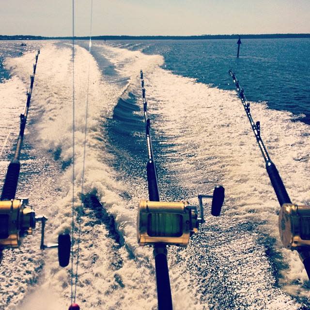 Mobile Bay; Water; Fishing Poles