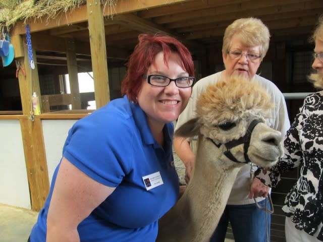 Erin loves our alpaca friends! Erin loves our alpaca friends!