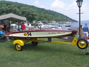Boats on Land at the Wine Country Classic Boat Show Classic boats on display at Keuka Lake.