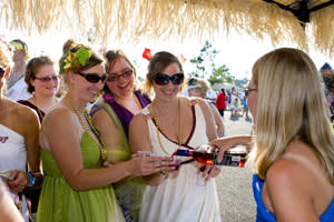 Finger Lakes Wine Festival Enjoying some Finger Lakes wine at the Launch of the Lakes toga party!