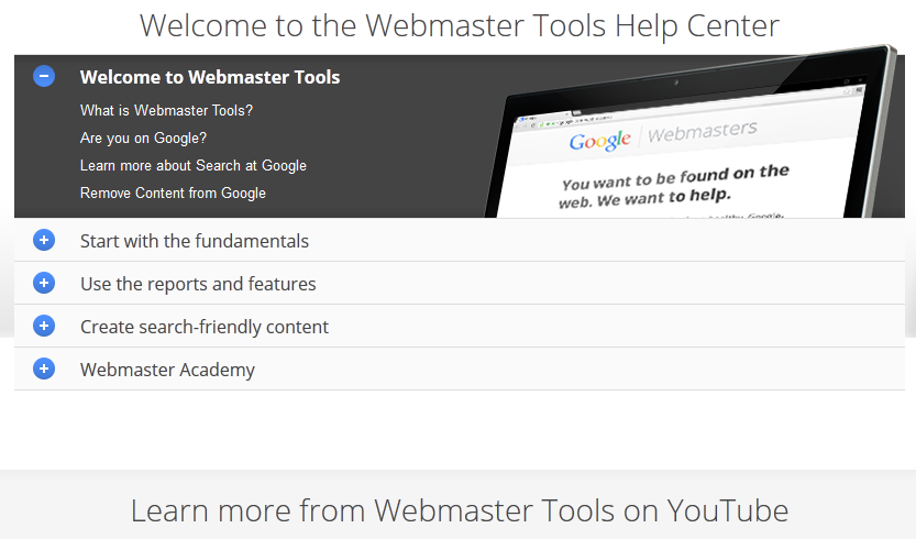 Webmaster Tools Help Center