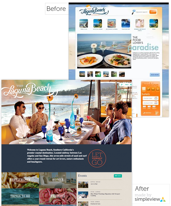 Visit Laguna Beach Before and After Before and after images of the Visit Laguna Beach Website