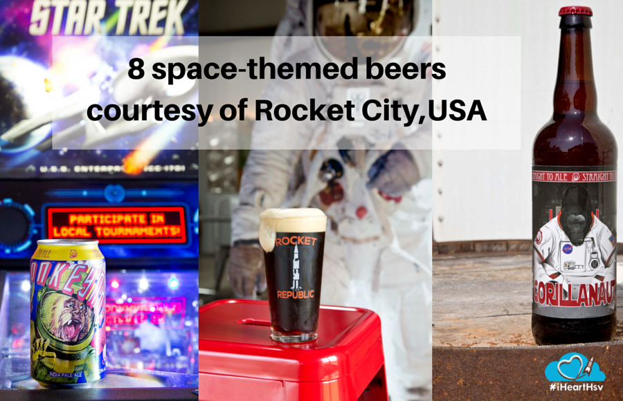 8 space-themed beers courtesy of Rocket City,USA 