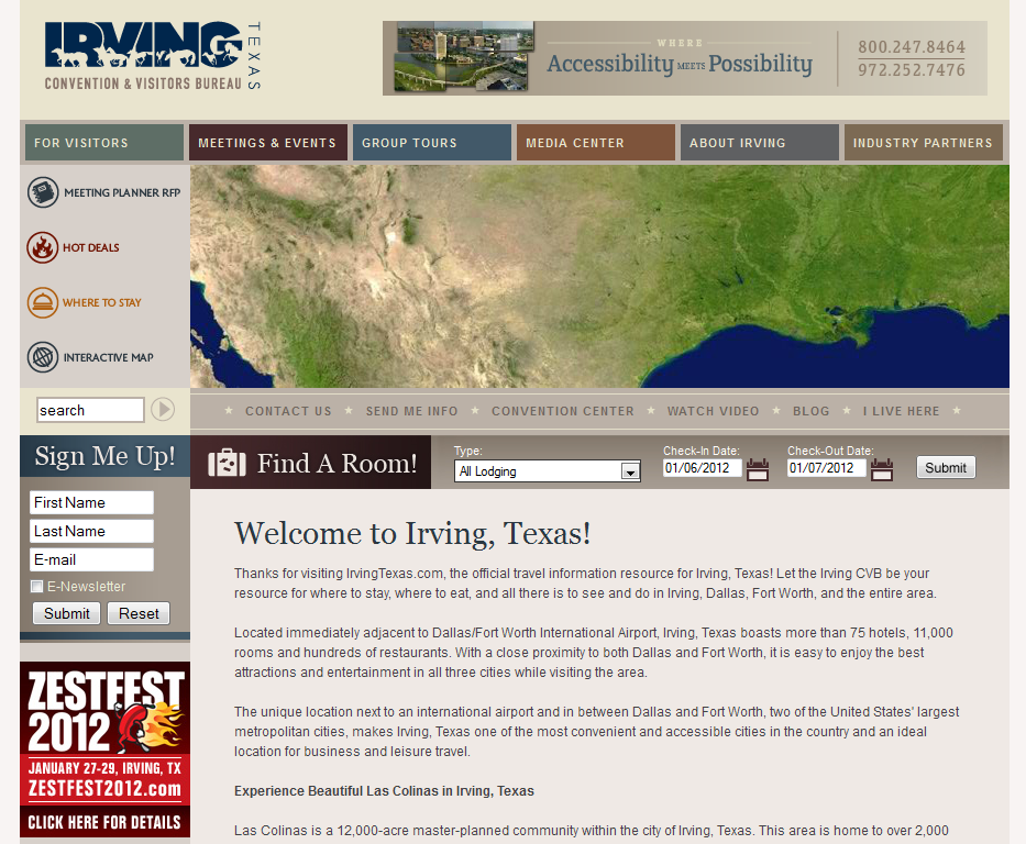 Irving Texas Site Design - Prior to March 2012