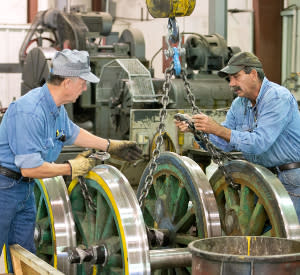 Two men at work in the Tweetsie Railroad Train Shop