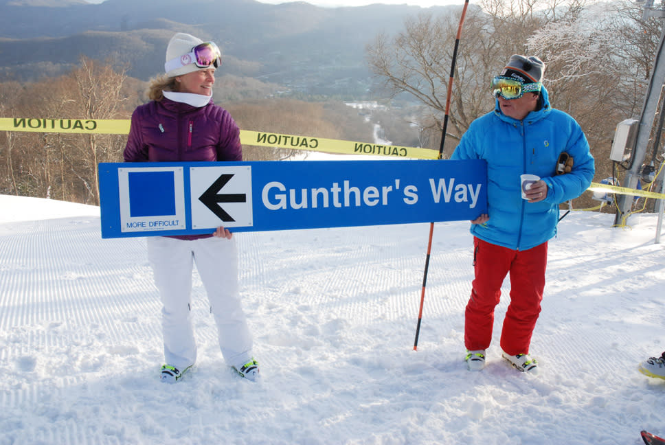 Sugar Mountain Resort Gunther and Kim Jochl at Ribbon Cutting of Gunther's Way in 2014