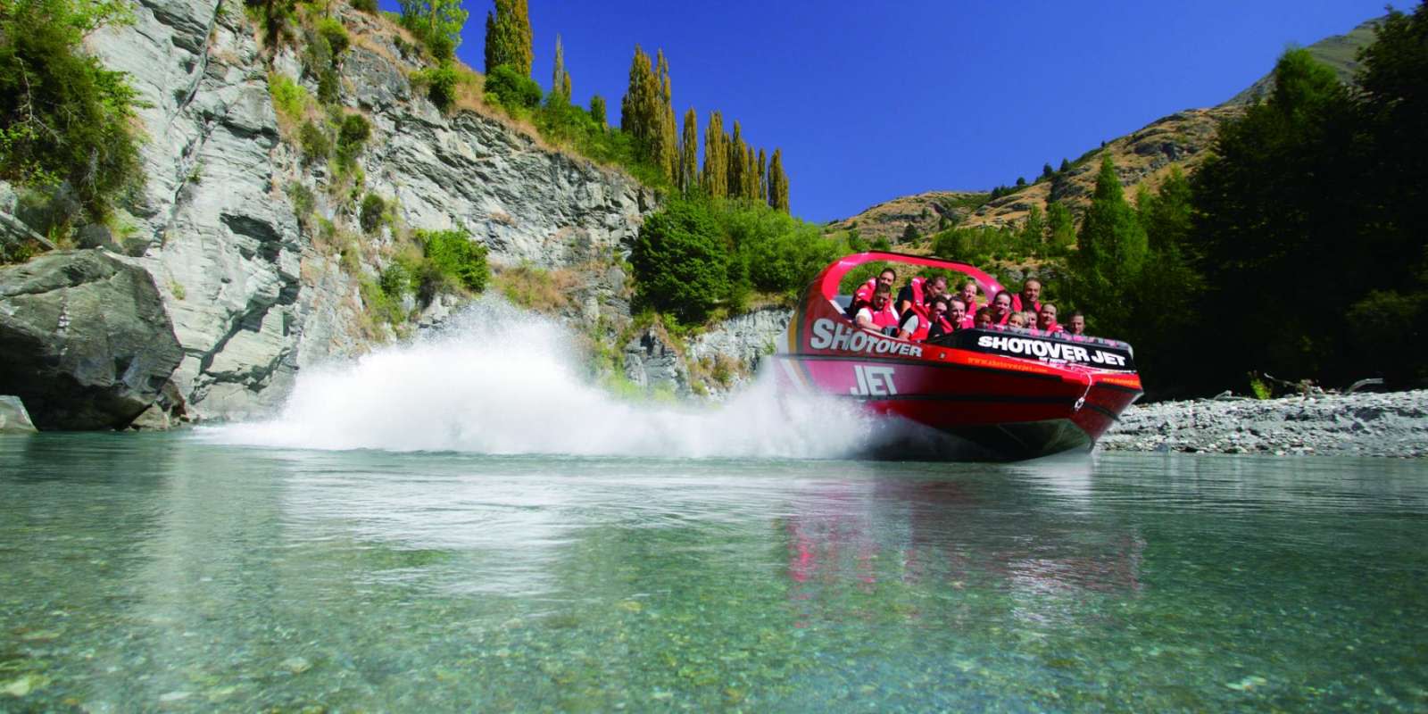 Shotover Jet speeding down the river