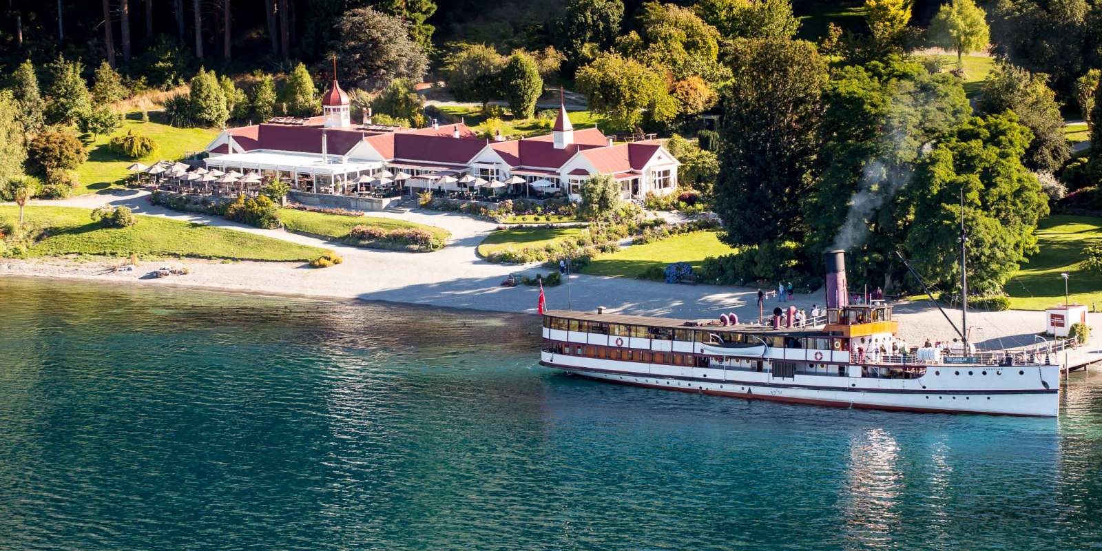 Earnslaw steamship docked at Walter Peak
