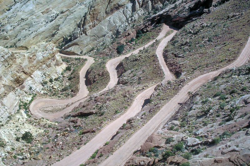 An unpaved section of the Burr Trail. 