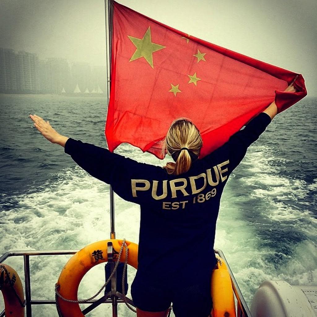 Oh China! I love you! Enjoying a boat ride on the Red Sea! 