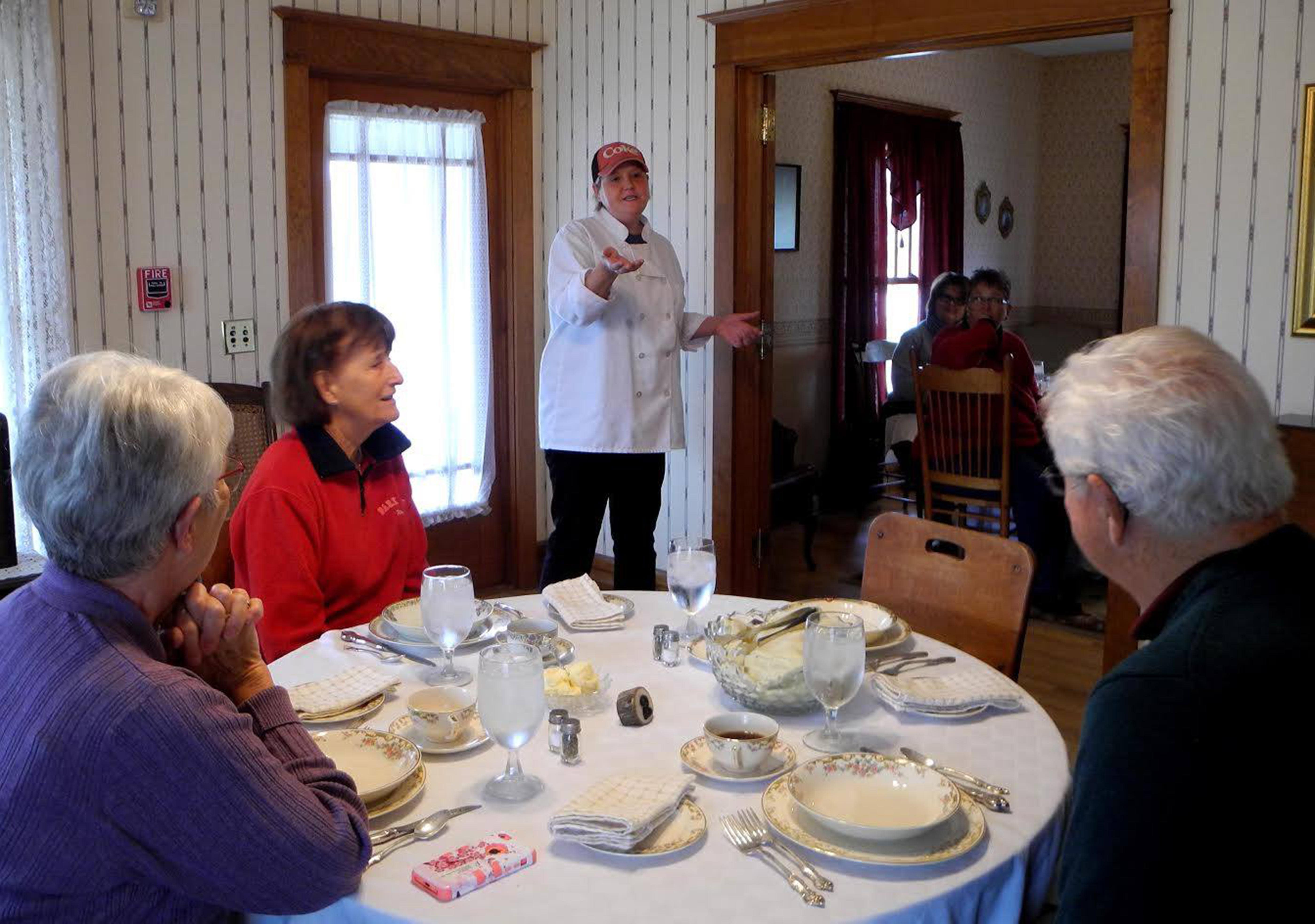 Chef Lauren talking at a Farm Dinner!