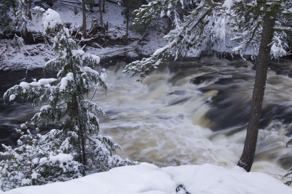 The Dead River in winter near Marquette Michigan.