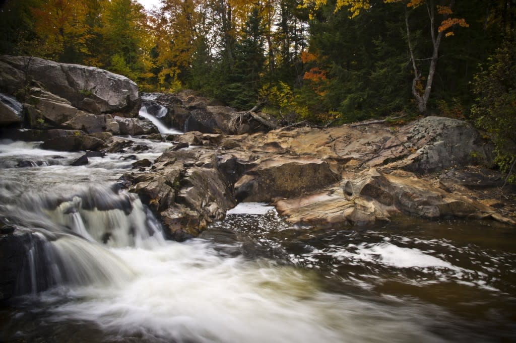 Waterfall on the Yellow Dog River in Marquette County Michigan's Upper Peninsula.
