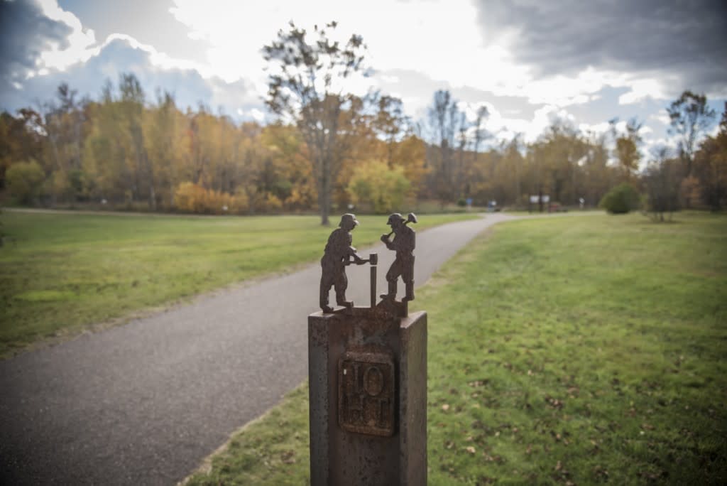 The Iron Ore Heritage Trail connects communities in Marquette County, Michigan.