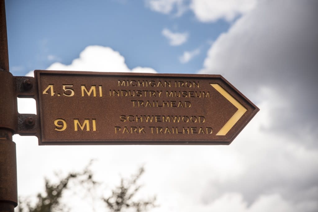 The Iron Ore Heritage Trail connects communities in Marquette County, Michigan.