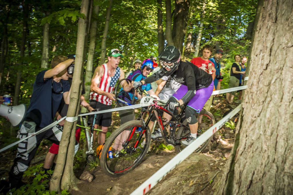 Downhill mountain bike race of the Marquette Trails Fest in Marquette, Michigan