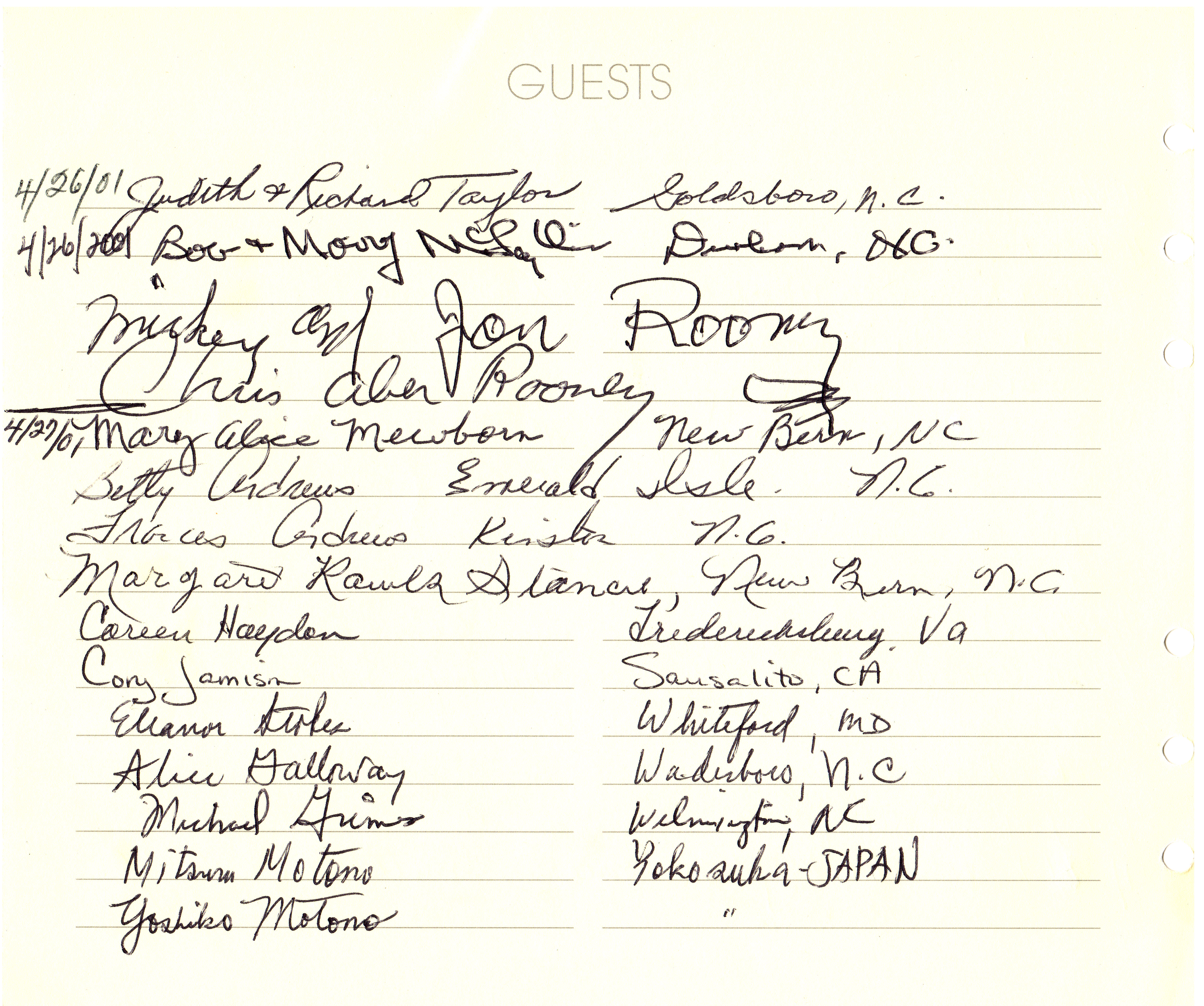 Museum Guest Register - Mickey Rooney.tif