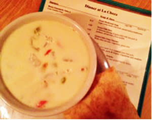 Chow down on clam chowder with Santa Fe flair at La Choza.