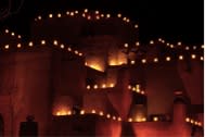 Farolitos make Santa Fe architecture even more picturesque. (Photo courtesy of Thad Roan.) 