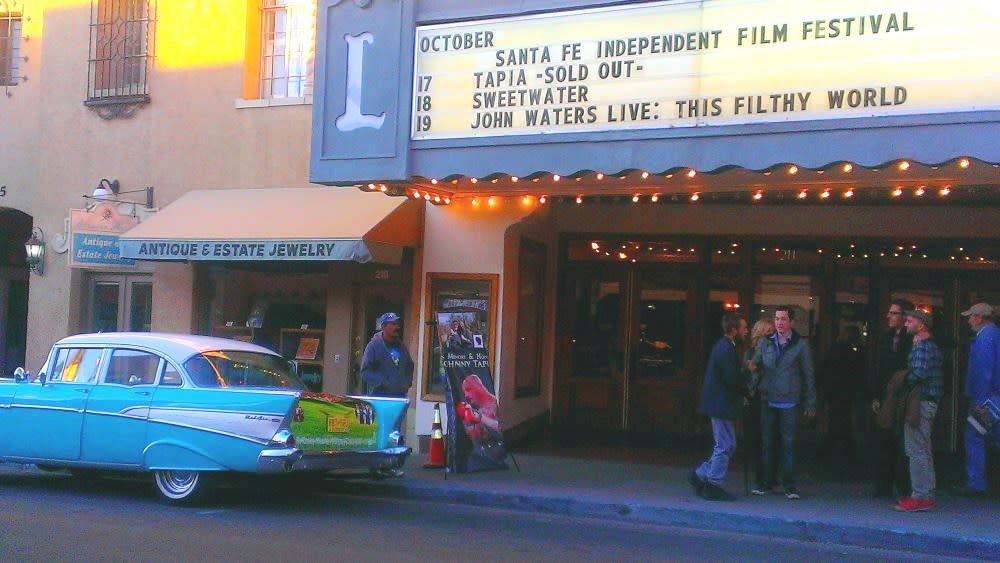 Movie goers begin to line up for the evening film at the historic Lensic Theater. (Courtesy of the Santa Fe Film Festival)